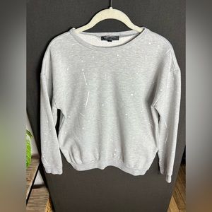 Romeo + Juliet Couture White Paint Splatter Crewneck Sweatshirt